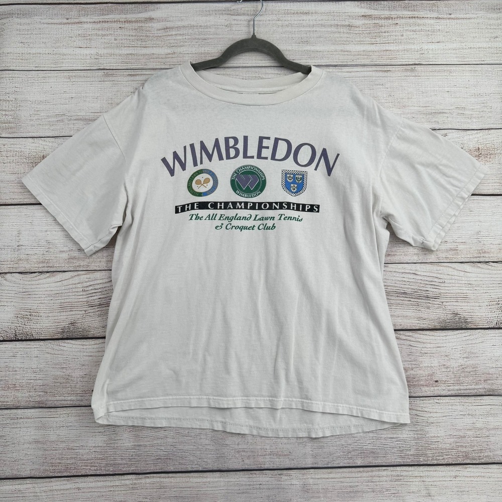 Wimbledon Graphic T-Shirt Mens Large White Short Sleeve Tennis Championships USA